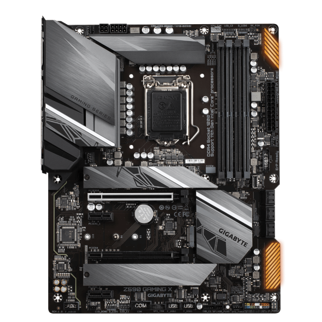 Дънна платка Gigabyte Z590 GAMING X, Z590, LGA1200, DDR4, PCI-E 4.0 (DP)(CF), 6x SATA 6Gb/s, 3x M.2, 1x USB 3.2 Gen 2 Type-C, RGB Fusion 2.0, ATX