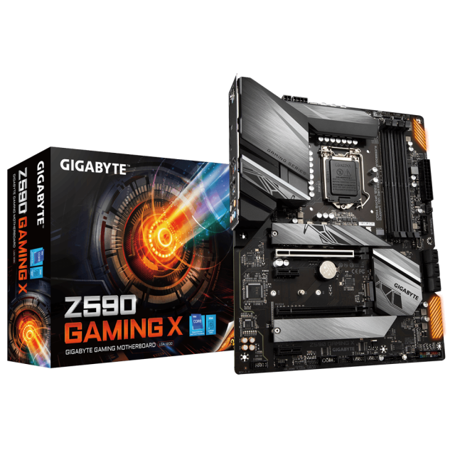 Дънна платка Gigabyte Z590 GAMING X, Z590, LGA1200, DDR4, PCI-E 4.0 (DP)(CF), 6x SATA 6Gb/s, 3x M.2, 1x USB 3.2 Gen 2 Type-C, RGB Fusion 2.0, ATX