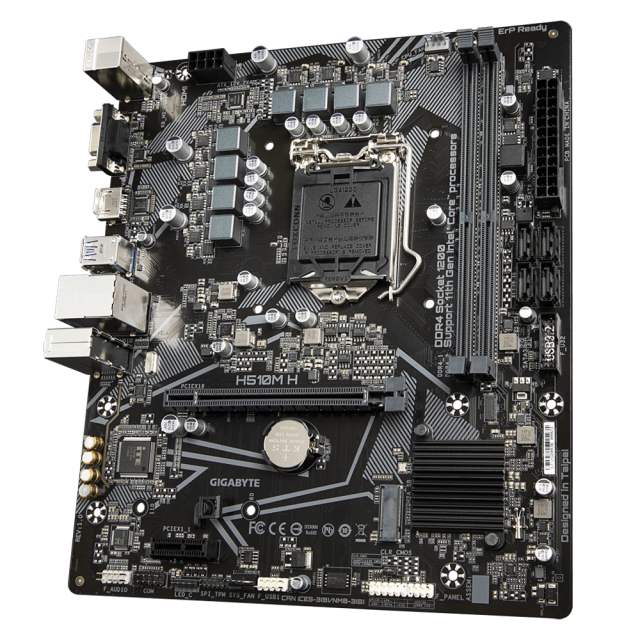 Дънна платка Gigabyte H510M-H, H510, LGA1200, DDR4, PCI-E 4.0 (HDMI/VGA), PCI-E 4.0, 4x SATA 6Gb/s, M.2, 2x USB 3.2 Gen 1, Micro ATX