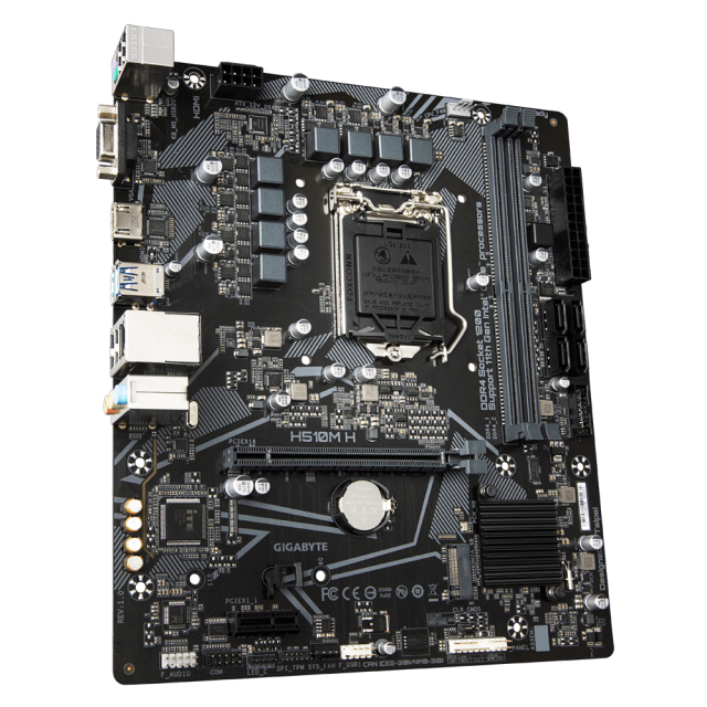 Дънна платка Gigabyte H510M-H, H510, LGA1200, DDR4, PCI-E 4.0 (HDMI/VGA), PCI-E 4.0, 4x SATA 6Gb/s, M.2, 2x USB 3.2 Gen 1, Micro ATX