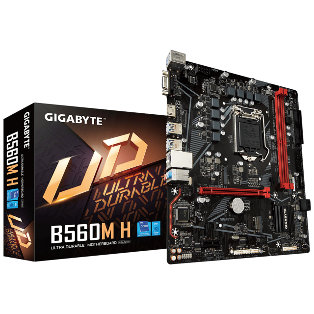 Дънна платка GIGABYTE B560M-H, B560, LGA1200, 2xDDR4, (HDMI/VGA), PCI-E 4.0, 4x SATA 6Gb/s, 2x M.2, 4x USB 3.2 Gen 1, 2x USB 2.0, mATX