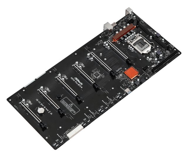 Дънна платка ASRock H510 Pro BTC+, H510, LGA1200, 1 x DDR4, 6 x PCI-E 3.0, 1 Mining Port ,(HDMI), 1x SATA 6Gb/s, 1x M.2, 2x USB 3.2 Gen 1