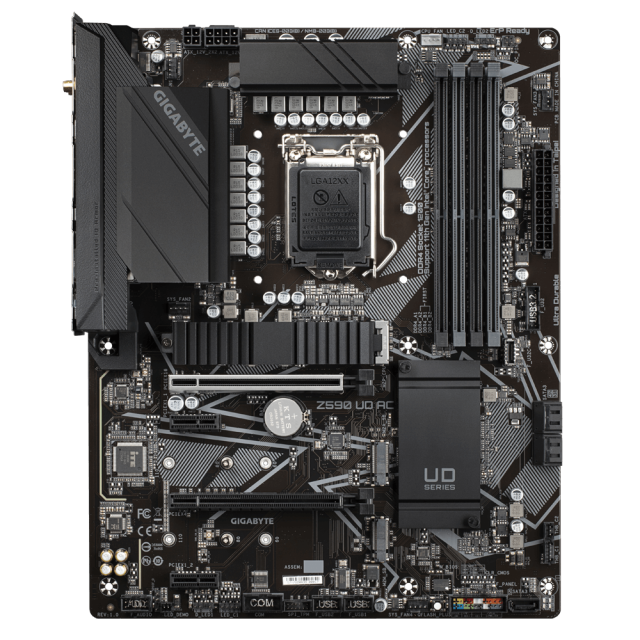 Дънна платка Gigabyte Z590 UD AC, Z590, LGA1200, DDR4, (DP)(CF), PCI-E 4.0, 5x SATA 6Gb/s, 3x M.2, 2x USB 3.2 Gen 2, Wi-Fi, Bluetooth, RGB Fusion 2.0, ATX