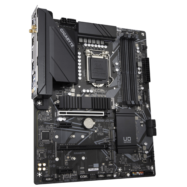 Дънна платка Gigabyte Z590 UD AC, Z590, LGA1200, DDR4, (DP)(CF), PCI-E 4.0, 5x SATA 6Gb/s, 3x M.2, 2x USB 3.2 Gen 2, Wi-Fi, Bluetooth, RGB Fusion 2.0, ATX