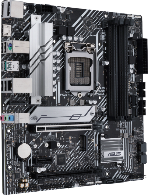 Дънна платка Asus PRIME B560M-A, B560, LGA1200, 4 x DDR4, PCI-E 4.0 (DP/HDMI), 6x SATA 6Gb/s, 1x USB 3.2 Gen 2 Type-C, Dual M.2, ARGB,Micro ATX