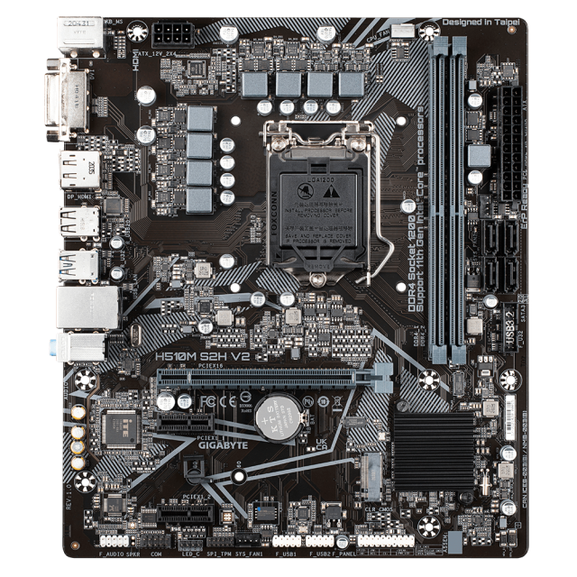 Дънна платка Gigabyte H510M S2H V2, H510, LGA1200, 2 x DDR4, (DP/HDMI/DVI), PCI-E 4.0, 4x SATA 6Gb/s, 1x M.2, 2x USB 3.2 Gen 1, Micro ATX