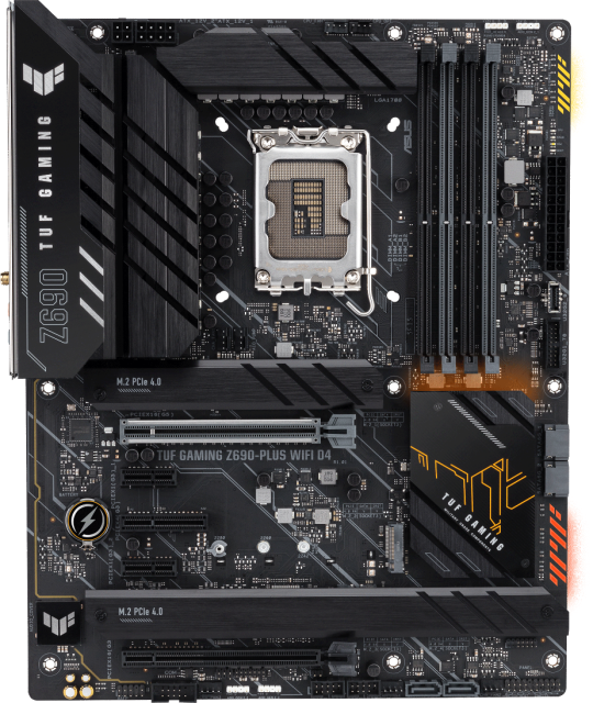 Дънна платка Asus TUF Gaming Z690 Plus, LGA1700, DDR4, PCI-E 5.0, 4x SATA 6Gb/s, 4x M.2, 1x USB 3.2 Gen 2x2, Bluetooth,Wi-Fi 6, AURA Sync RGB,  ATX