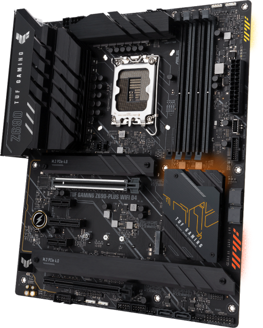 Дънна платка Asus TUF Gaming Z690 Plus, LGA1700, DDR4, PCI-E 5.0, 4x SATA 6Gb/s, 4x M.2, 1x USB 3.2 Gen 2x2, Bluetooth,Wi-Fi 6, AURA Sync RGB,  ATX