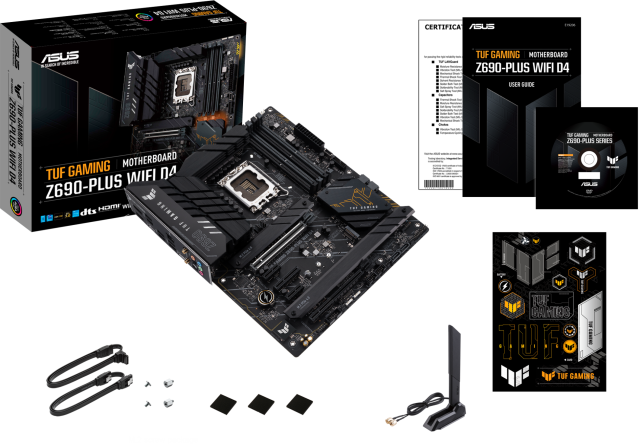 Дънна платка Asus TUF Gaming Z690 Plus, LGA1700, DDR4, PCI-E 5.0, 4x SATA 6Gb/s, 4x M.2, 1x USB 3.2 Gen 2x2, Bluetooth,Wi-Fi 6, AURA Sync RGB,  ATX