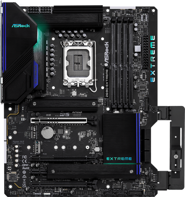 Дънна платка ASRock Z690 Extreme, Z690, LGA1700, DDR4, PCI-E 5.0 (DP,HDMI)(CF), 8x SATA 6Gb/s, 3x M.2, 1x USB 3.2 Gen2, Polychrome RGB, ATX