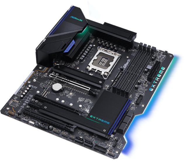 Дънна платка ASRock Z690 Extreme, Z690, LGA1700, DDR4, PCI-E 5.0 (DP,HDMI)(CF), 8x SATA 6Gb/s, 3x M.2, 1x USB 3.2 Gen2, Polychrome RGB, ATX