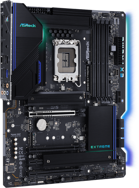 Дънна платка ASRock Z690 Extreme, Z690, LGA1700, DDR4, PCI-E 5.0 (DP,HDMI)(CF), 8x SATA 6Gb/s, 3x M.2, 1x USB 3.2 Gen2, Polychrome RGB, ATX