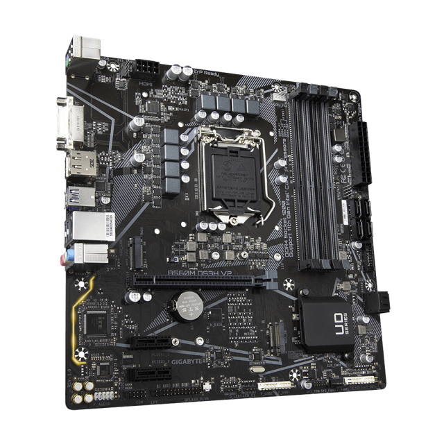 Дънна платка Gigabyte B560M DS3H V2, LGA1200, 4xDDR4, (DP/HDMI/DVI), PCI-E 4.0, 6x SATA 6Gb/s, 1x M.2, 1x USB 3.2 Type-C Gen 1, Micro ATX