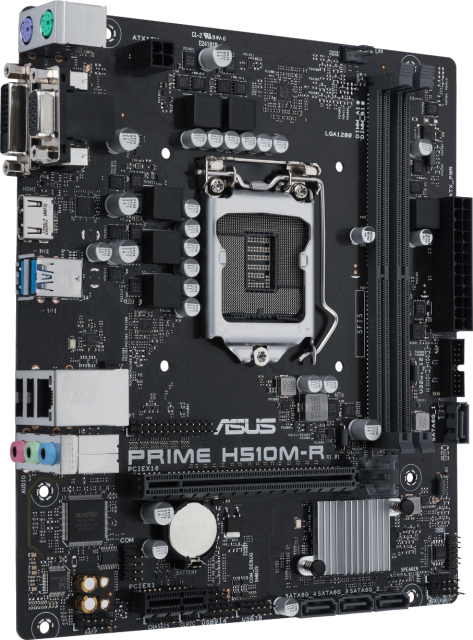 Дъна платка ASUS PRIME H510M-R, H510, LGA1200, 2xDDR4, (HDMI&DVI&VGA), PCIE 4.0, 4x SATA 6Gb/s, 2x USB 3.2 Gen1, mATX