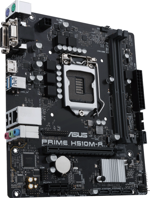 Дъна платка ASUS PRIME H510M-R, H510, LGA1200, 2xDDR4, (HDMI&DVI&VGA), PCIE 4.0, 4x SATA 6Gb/s, 2x USB 3.2 Gen1, mATX