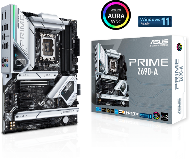 Дънна платка Asus PRIME Z690-A, Z690, LGA1700, DDR5, PCI-E 5.0, 4x SATA 6Gb/s, 4x M.2, 3x USB 3.2 Gen 2, DP, (HDMI), Aura Sync RGB, ATX