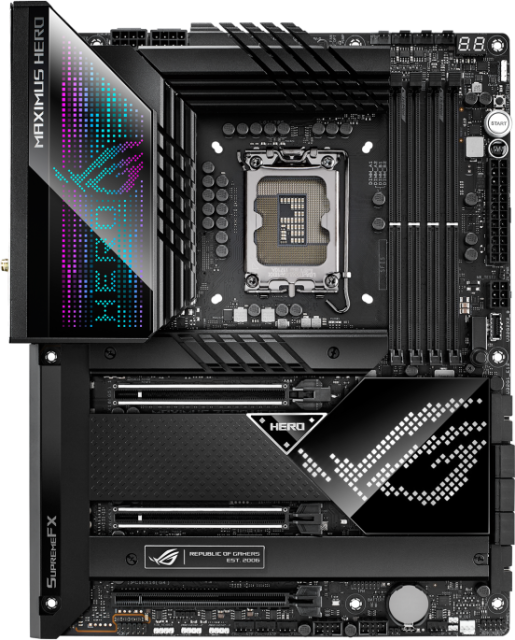 Дънна платка Asus ROG Maximus Z690 Hero, Z690, LGA1700, DDR5, PCI-E 5.0, 6x SATA 6Gb/s, 5x M.2, 6x USB 3.2 Gen 2,(HDMI), Wi-Fi 6E, ATX