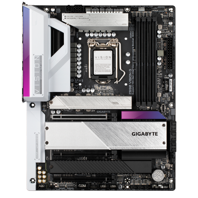 Дънна платка Gigabyte Z590 VISION G, LGA 1200, DDR4, (HDMI&DP), PCI-E 4.0, 6x SATA 6Gb/s, 1x M.2, 2x USB Type-C, ATX