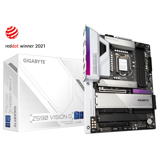 Дънна платка Gigabyte Z590 VISION G, LGA 1200, DDR4, (HDMI&DP), PCI-E 4.0, 6x SATA 6Gb/s, 1x M.2, 2x USB Type-C, ATX