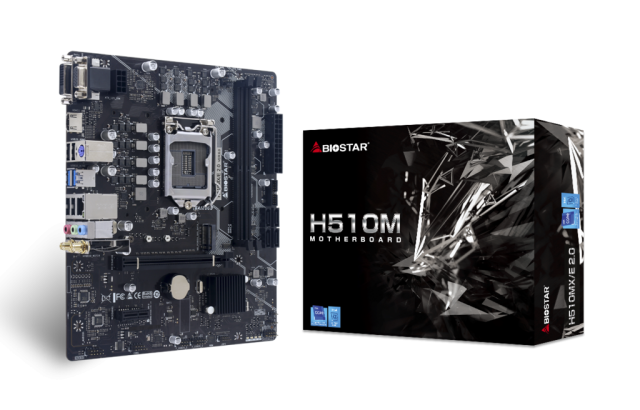 Дънна платка Biostar H510MX/E 2.0, H510, LGA1200, 2xDDR4, PCI-E 4.0, (HDMI&DVI&VGA), 4xSATA 6Gb/s, 1xM.2, 2xUSB 3.2 Gen1, mATX