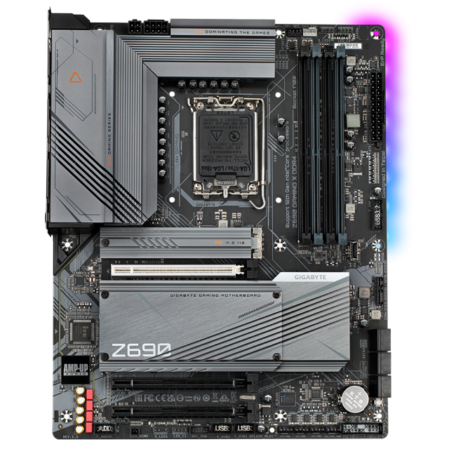 Дънна платка Gigabyte Z690 GAMING X DDR4, Z690, LGA 1700, DDR4, PCI-E 5.0, (DP&HDMI)(CF), 6x SATA 6Gb/s, 4x M.2, 1x USB-C 3.2 Gen 2x2, RGB Fusion,  ATX