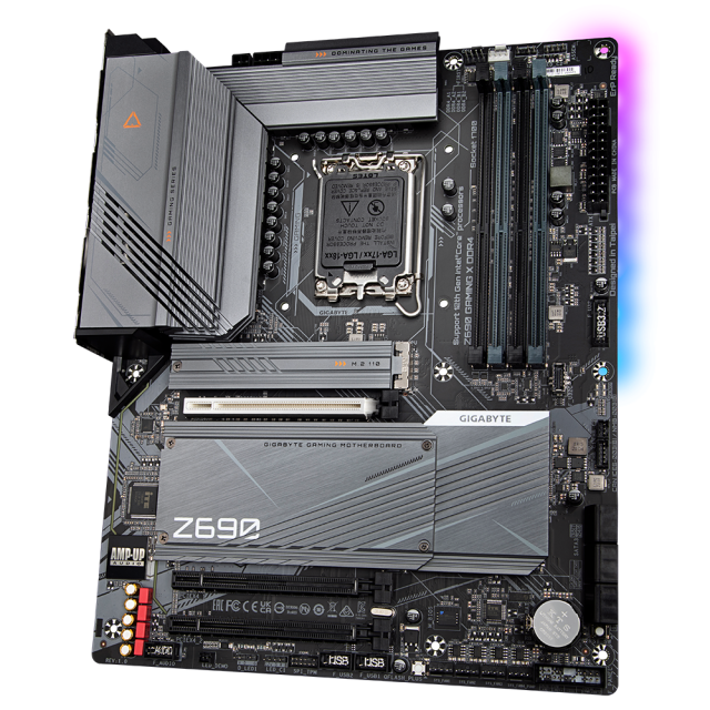 Дънна платка Gigabyte Z690 GAMING X DDR4, Z690, LGA 1700, DDR4, PCI-E 5.0, (DP&HDMI)(CF), 6x SATA 6Gb/s, 4x M.2, 1x USB-C 3.2 Gen 2x2, RGB Fusion,  ATX