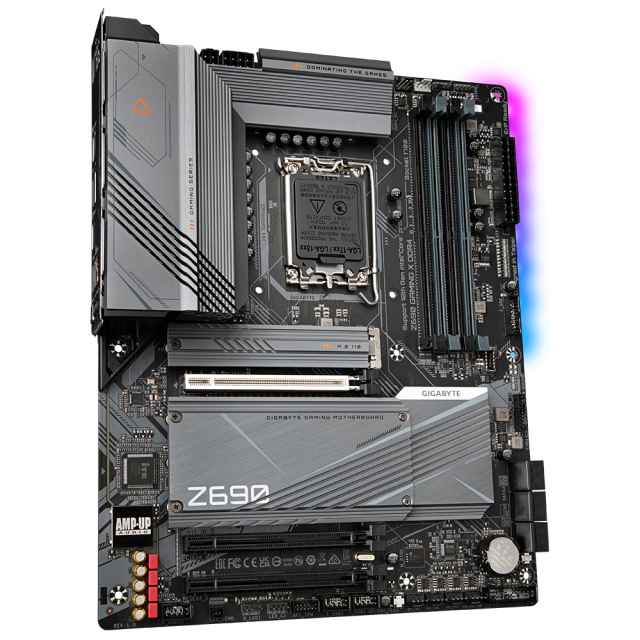 Дънна платка Gigabyte Z690 GAMING X DDR4, Z690, LGA 1700, DDR4, PCI-E 5.0, (DP&HDMI)(CF), 6x SATA 6Gb/s, 4x M.2, 1x USB-C 3.2 Gen 2x2, RGB Fusion,  ATX