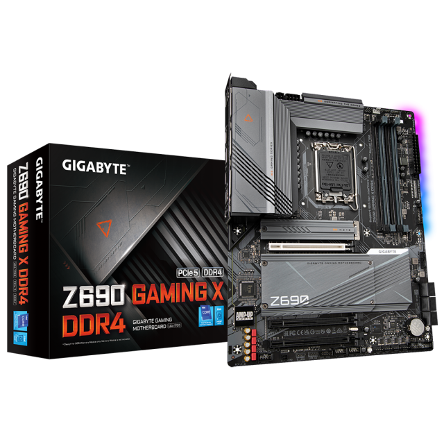 Дънна платка Gigabyte Z690 GAMING X DDR4, Z690, LGA 1700, DDR4, PCI-E 5.0, (DP&HDMI)(CF), 6x SATA 6Gb/s, 4x M.2, 1x USB-C 3.2 Gen 2x2, RGB Fusion,  ATX