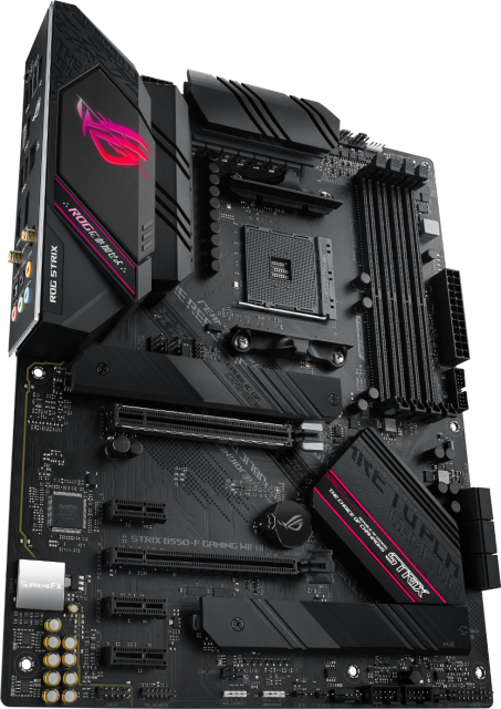 Дънна платка Asus ROG STRIX B550-F GAMING WIFI 6 II, B550, AM4, DDR4, PCI-E 4.0, (DP&HDMI), 6x SATA 6Gb/s, 2x M.2, USB 3.2 Gen 2, Aura Sync RGB, ATX