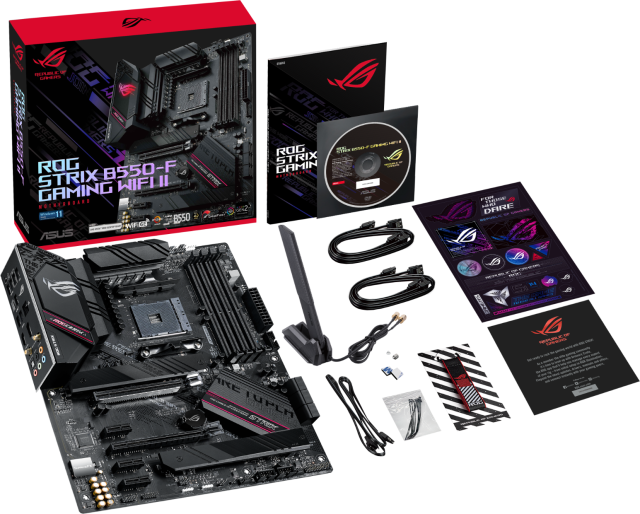 Дънна платка Asus ROG STRIX B550-F GAMING WIFI 6 II, B550, AM4, DDR4, PCI-E 4.0, (DP&HDMI), 6x SATA 6Gb/s, 2x M.2, USB 3.2 Gen 2, Aura Sync RGB, ATX