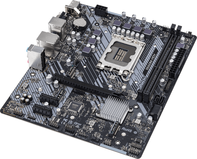 Дънна платка ASRock B660M-HDV, B660, LGA1700, 2 x DDR4, (DP&HDMI&VGA), PCI-E 4.0, 4x SATA 6Gb/s, 2x M.2, 1x USB 3.2 Gen1 Type-C, mATX