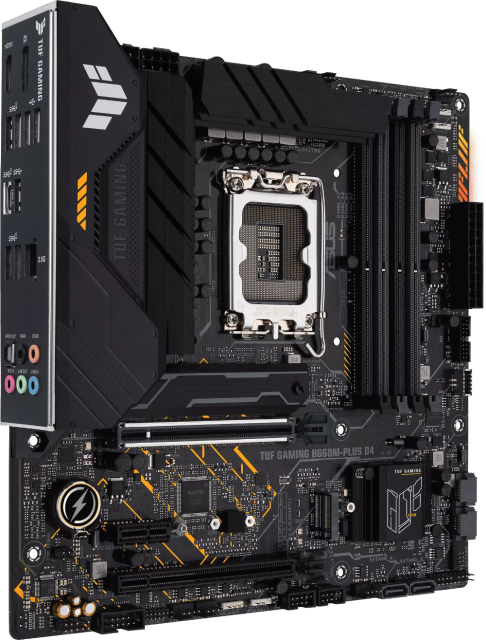 Дънна платка Asus TUF GAMING B660M-PLUS, B660, LGA1700, 4 x DDR4, PCI-E 4.0, (HDMI&DP), 4x SATA 6Gb/s, 2x M.2, 1x USB 3.2 Gen 2x2 port (1 x USB Type-C), Aura Sync RGB, microATX
