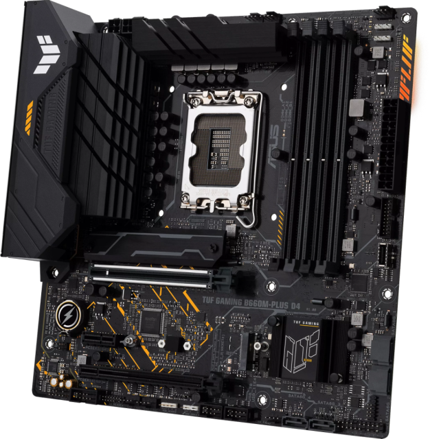 Дънна платка Asus TUF GAMING B660M-PLUS, B660, LGA1700, 4 x DDR4, PCI-E 4.0, (HDMI&DP), 4x SATA 6Gb/s, 2x M.2, 1x USB 3.2 Gen 2x2 port (1 x USB Type-C), Aura Sync RGB, microATX