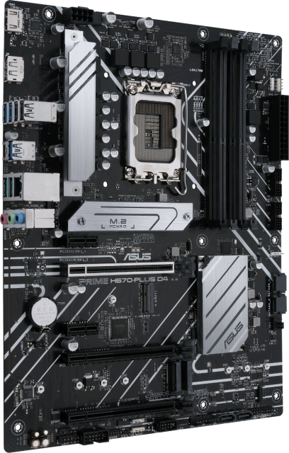 Дънна платка ASUS PRIME H670-PLUS D4, LGA1700, (DP&HDMI), PCI-E 4.0, 4 x SATA 6Gb/s, 4x DDR4, 3x M.2,1x USB 3.2 Gen 2 Type-C, Aura Sync RGB, ATX