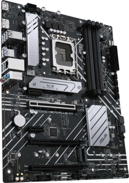 Дънна платка ASUS PRIME H670-PLUS D4, LGA1700, (DP&HDMI), PCI-E 4.0, 4 x SATA 6Gb/s, 4x DDR4, 3x M.2,1x USB 3.2 Gen 2 Type-C, Aura Sync RGB, ATX