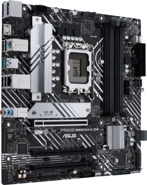 Дънна платка Asus Prime B660M-A D4, B660, LGA1700, DDR4, PCI-E 4.0, (DP&HDMI), 4x SATA 6Gb/s, Dual M.2, 2x USB 3.2 Gen 2, Aura Sync RGB, mATX