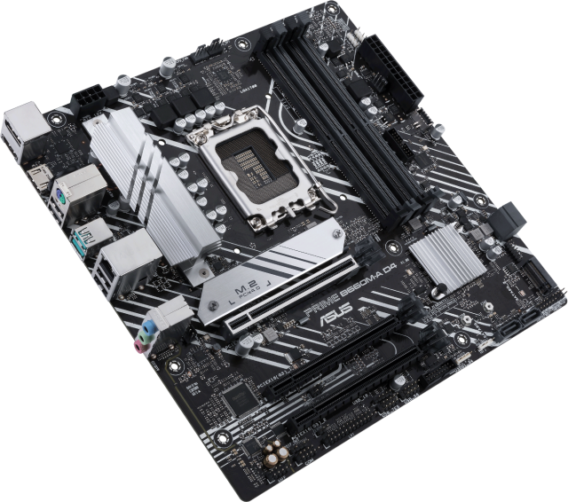 Дънна платка Asus Prime B660M-A D4, B660, LGA1700, DDR4, PCI-E 4.0, (DP&HDMI), 4x SATA 6Gb/s, Dual M.2, 2x USB 3.2 Gen 2, Aura Sync RGB, mATX