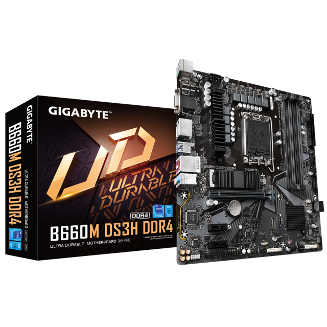 Дънна платка Gigabyte B660M DS3H DDR4, B660, LGA 1700, DDR4,(DP&HDMI&VGA), PCI-E 4.0, 4x SATA 6Gb/s, 2x M.2, 3x USB 3.2 Gen 1, mATX