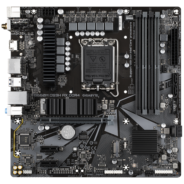 Дънна платка Gigabyte B660M DS3H AX WiFI 6, 4 x DDR4, B660, LGA 1700, DDR4, PCI-E 4.0, (DP&HDMI), 4x SATA 6Gb/s, 2x M.2, 1x USB Type-C, mATX