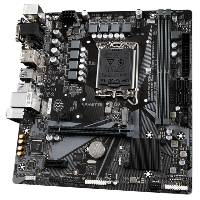 Дънна платка Gigabyte H610M S2H, 2 x DDR4, H610, LGA1700, DDR4, (DP&HDMI&DVI&VGA), PCI-E 4.0, 4x SATA 6Gb/s, 1x M.2, 4x USB 3.2 Gen 1, mATX