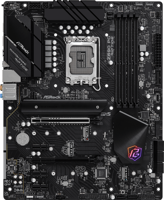 Дънна платка ASRock Z690 PG Riptide, Z690, LGA1700, DDR4, (HDMI)(CF)PCI-E 5.0, 8x SATA 6Gb/s, 3x M.2, 2x USB 3.2 Gen2, Polychrome RGB, ATX