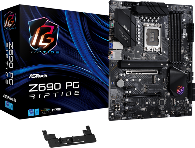 Дънна платка ASRock Z690 PG Riptide, Z690, LGA1700, DDR4, (HDMI)(CF)PCI-E 5.0, 8x SATA 6Gb/s, 3x M.2, 2x USB 3.2 Gen2, Polychrome RGB, ATX