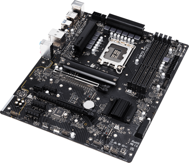 Дънна платка ASRock H670 PG Riptide, H670, LGA1700, DDR4, (DP&HDMI)(CF), PCI-E 5.0, 4x SATA 6Gb/s, 3x M.2, 1x USB 3.2 Gen2 Type-C, ATX