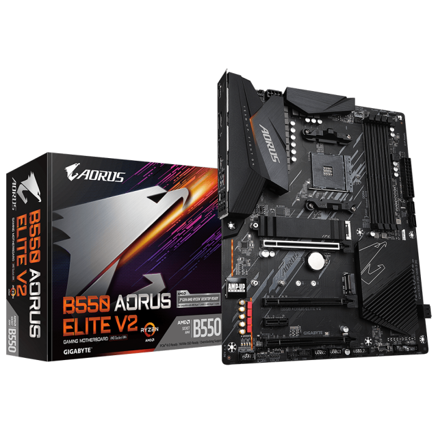 Дънна платка Gigabyte B550 AORUS ELITE AX V2, AM4, B550, DDR4, (DP/HDMI), PCI-E 4.0, 4x SATA 6Gb/s, 2x M.2, 2x USB 3.2 Gen 2, Bluetooth, Wi-Fi, ATX