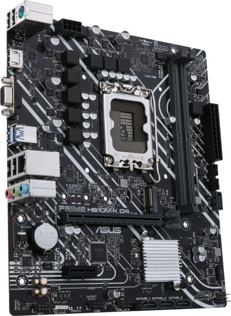 Дънна платка Asus PRIME H610M-K D4, H610, LGA1700, DDR4, PCIe 4.0, 4x SATA 6Gb/s, 1x M.2 slot, 2x USB 3.2 Gen 1, VGA, HDMI, mATX