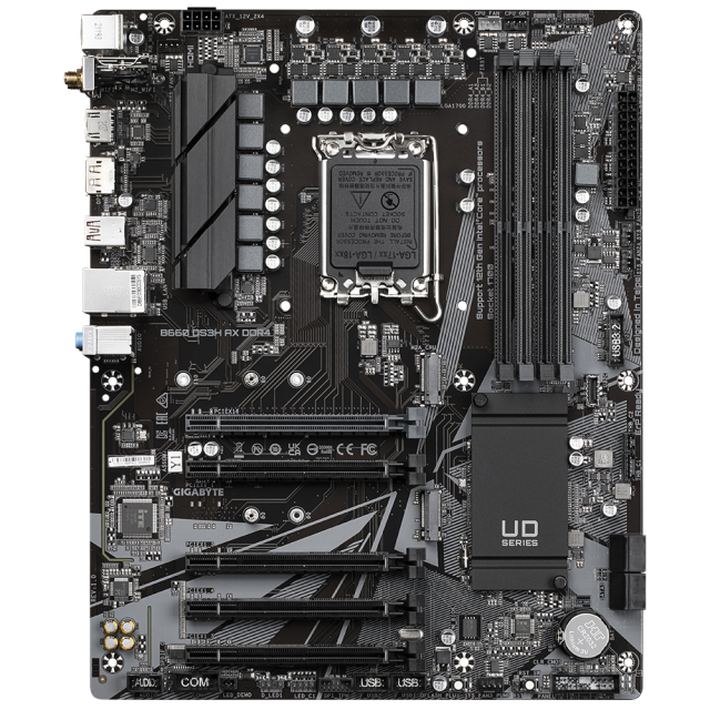 Дънна платка Gigabyte B660M DS3H AX WiFI 6, DDR4, B660, LGA 1700, DDR4, (DP&HDMI), PCI-E 4.0, 4x SATA 6Gb/s, 2x M.2, 1x USB Type-C, mATX