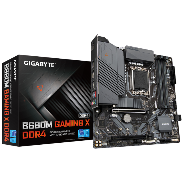 Дънна платка Gigabyte B660M GAMING X, B660, LGA1700, 4 x DDR4, PCIe 4.0 (DP&HDMI)(CF), PCIe 4.0, 4x SATA 6Gb/s, 2x M.2, 3x USB 3.2 Gen 1, mATX