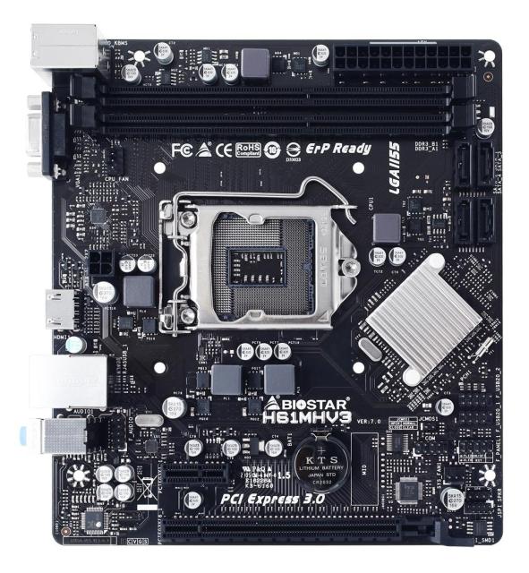 Дънна платка BIOSTAR H61MHV3, Intel H61, LGA1155, DDR3, Ver 7.0