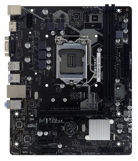 Дънна платка Biostar H410MH S2 R02 Version 6.0, H510, LGA1200, 2 x DDR4, PCIe 3.0 (HDMI&VGA), 4x SATA 6.0 Gb/s, 1x USB 3.2 (Gen1), microATX