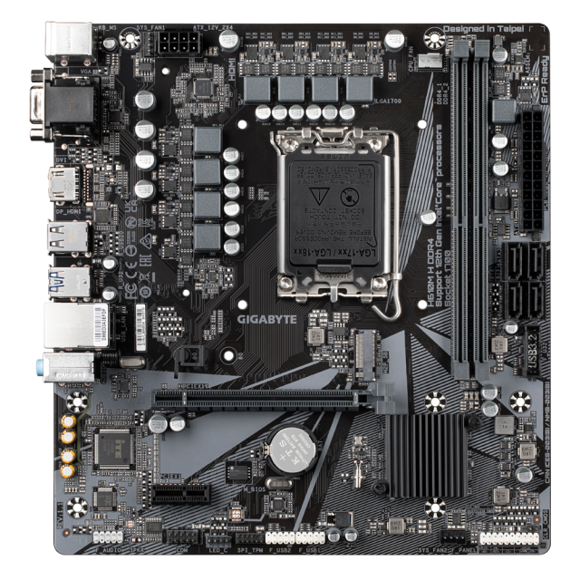 Дънна платка Gigabyte H610M H DDR4, H610, LGA1700, DDR4, PCI-E 4.0 (HDMI&VGA), 4x SATA3 6.0 Gb/s, 1x M.2, 4x USB 3.2 Gen 1, Micro ATX